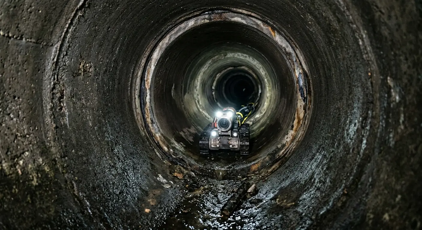 Robotic sewer camera inspecting pipe interior for Drain Snake Service in Ephrata